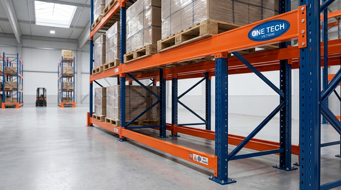 Cấu tạo kệ pallet chịu tải cao Cấu tạo kệ pallet chịu tải cao gồm chân trụ thanh beam và giằng