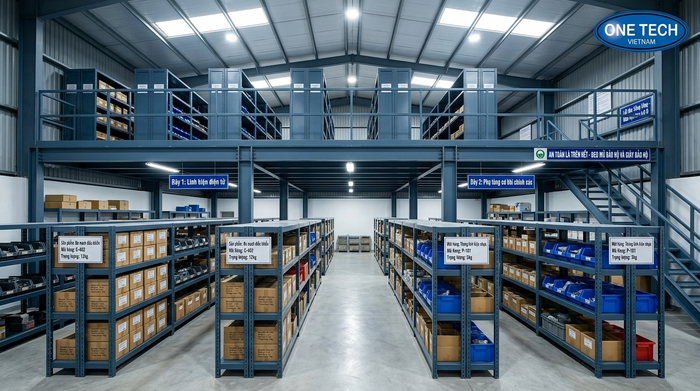 Kệ mezzanine kết hợp kệ trung tải Kệ mezzanine kết hợp kệ trung tải cho kho hàng Hải Phòng