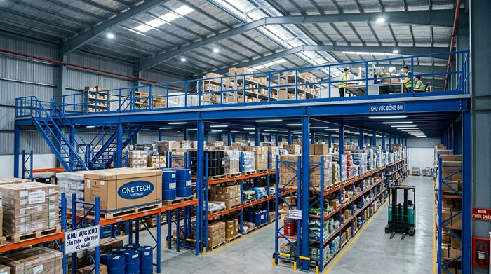 Kệ sàn mezzanine kết hợp kệ Selective cho kho pallet Hải Phòng