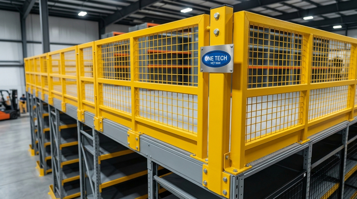 Hình ảnh thực tế lan can an toàn của kệ sàn mezzanine Hình ảnh thực tế lan can an toàn của kệ sàn mezzanine