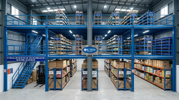 Kệ sàn mezzanine tối ưu diện tích kho Hải Phòng Kệ sàn mezzanine tối ưu diện tích kho tại Hải Phòng