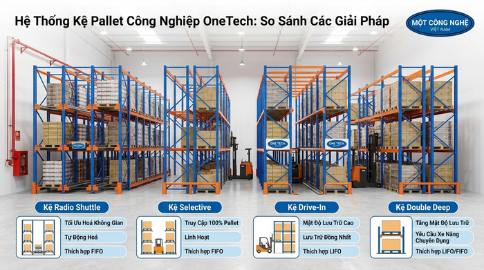 So sánh kệ Radio Shuttle Hải Phòng với các loại kệ pallet So sánh kệ Radio Shuttle Hải Phòng với kệ Selective Drive In và Double Deep