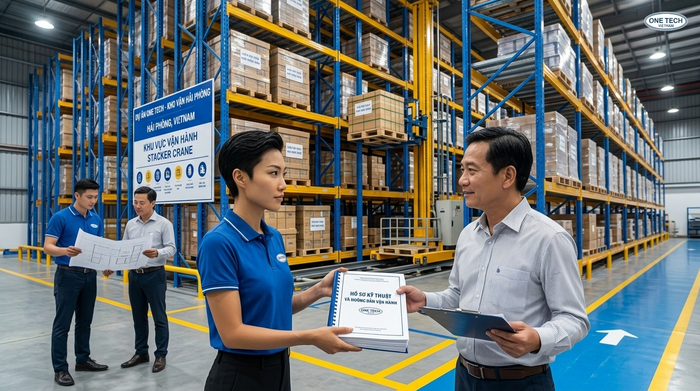 Bàn giao hệ thống Stacker-Crane Hải Phòng Bàn giao hồ sơ kỹ thuật và hướng dẫn vận hành Stacker-Crane Hải Phòng