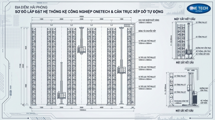 Thiết kế Stacker-Crane Hải Phòng theo mặt bằng Bản vẽ thiết kế hệ thống Stacker-Crane Hải Phòng theo mặt bằng kho