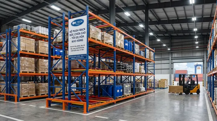 Báo giá kệ push back Hải Phòng OneTech Báo giá kệ push back Hải Phòng theo mặt bằng kho và tải trọng pallet