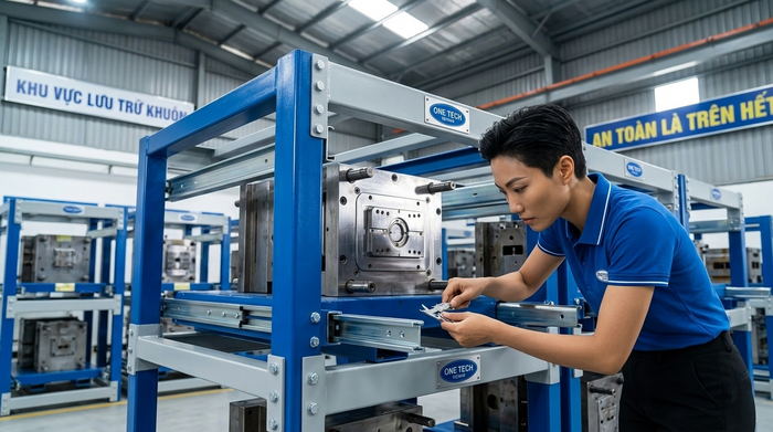 Bảo trì kệ khuôn định kỳ Bảo trì Kệ Khuôn Hải Phòng kiểm tra ray kéo bulong và lớp phủ chống rỉ