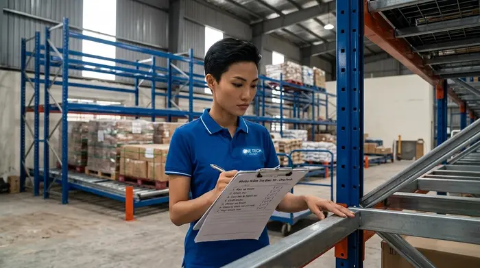 Bảo trì kệ push back Hải Phòng Bảo trì kệ push back Hải Phòng kiểm tra ray xe trượt và chân trụ