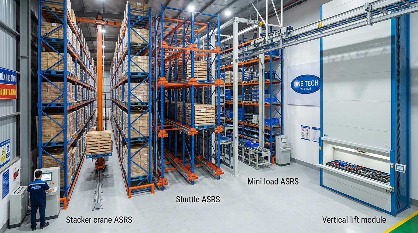 Các dạng hệ thống ASRS phù hợp tại Hải Phòng Các loại kệ kho ASRS Hải Phòng cho pallet khay và thùng hàng