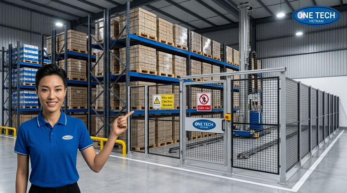 An toàn khu vực stacker crane Hàng rào an toàn cho khu vực Stacker-Crane Hải Phòng trong kho tự động