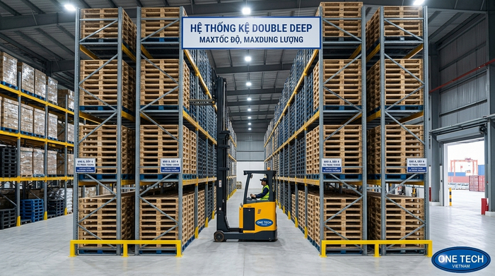 Kệ double deep tại Hải Phòng tăng mật độ lưu trữ cho kho pallet
