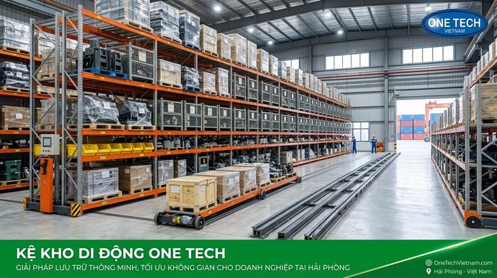 Kệ kho di động Hải Phòng tối ưu diện tích kho Tổng quan hệ thống kệ kho di động Hải Phòng trong kho công nghiệp