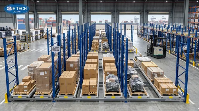 Kệ push back Hải Phòng lắp trong kho gần cảng và khu logistics