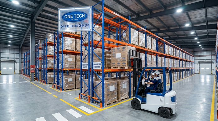 Kệ Selective Hải Phòng trong kho logistics dùng pallet