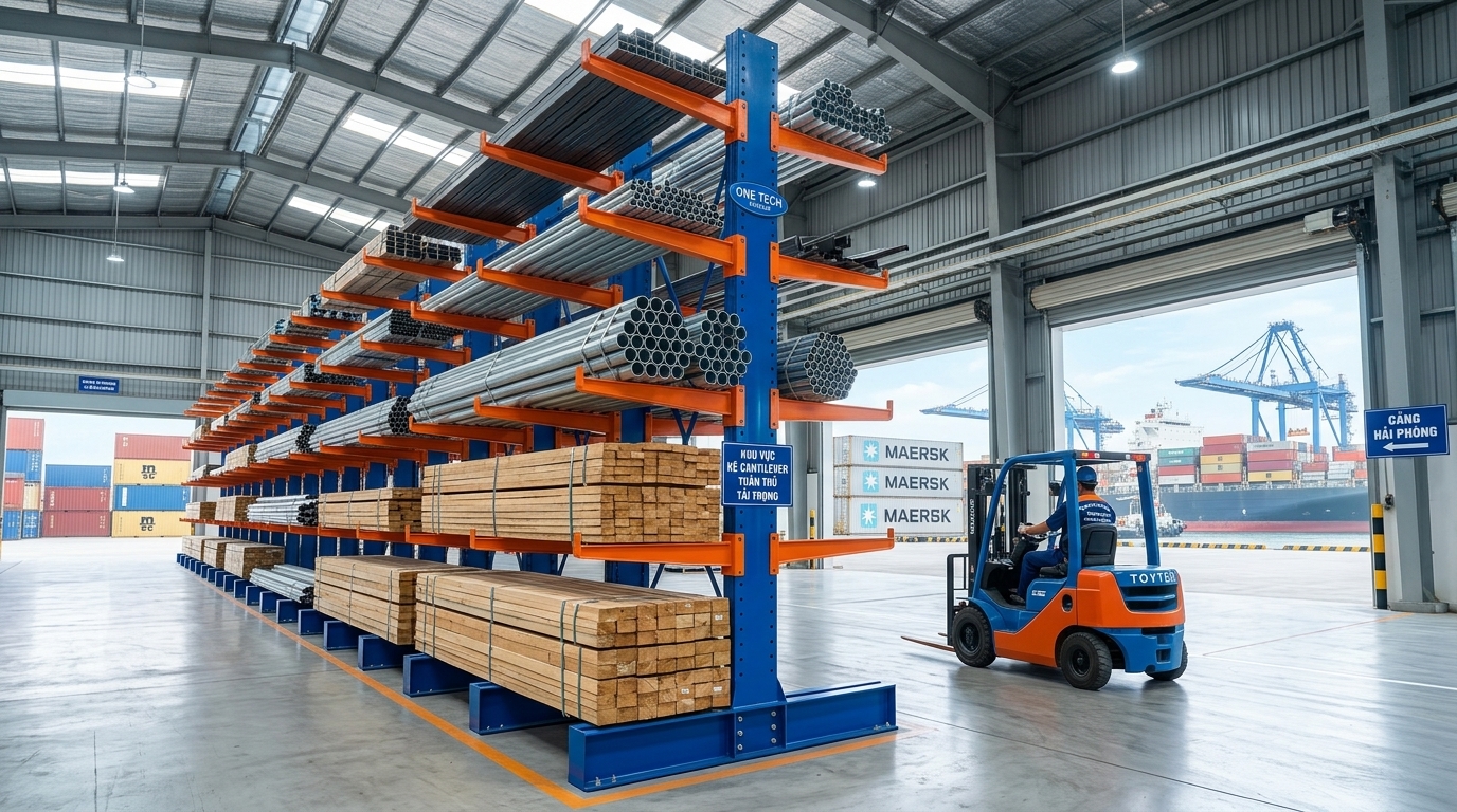Kệ tay đỡ Hải Phòng cho kho gần cảng Kệ tay đỡ Hải Phòng trong kho gần khu cảng