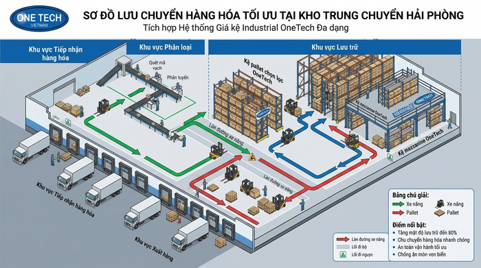 Sơ đồ lưu trữ cho kho trung chuyển Hải Phòng Sơ đồ luồng hàng trong kho trung chuyển tại Hải Phòng