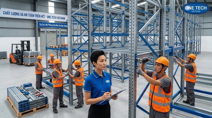 Lắp đặt kệ Double Deep tại khu công nghiệp Hải Phòng Thi công lắp đặt kệ Double Deep tại khu công nghiệp Hải Phòng