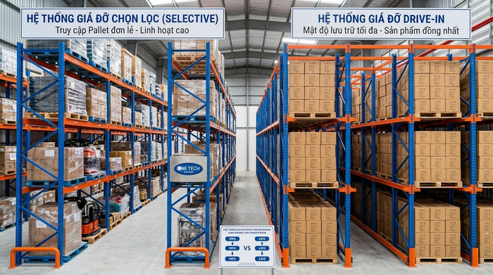 So sánh kệ Selective Hải Phòng và phương án drive in cho kho mật độ cao