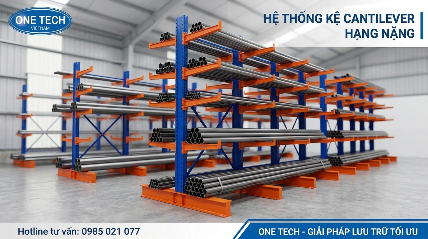 Tay đỡ kệ cantilever cho ống thép Tay đỡ kệ cantilever dùng để lưu trữ ống thép dài