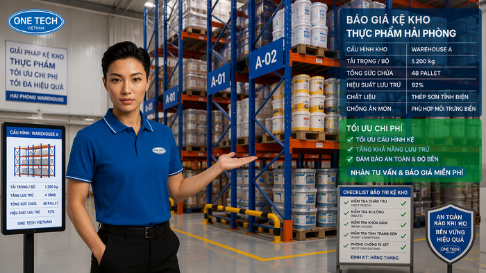 Báo giá kệ kho thực phẩm Hải Phòng theo cấu hình kho và tải trọng