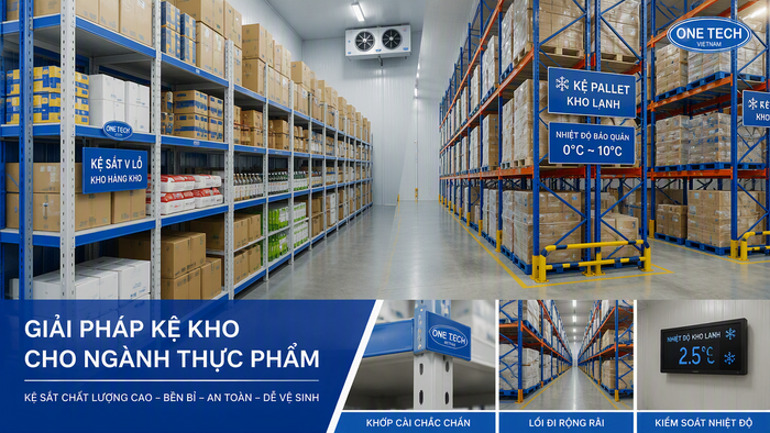 Các mẫu kệ kho thực phẩm Hải Phòng phổ biến cho kho khô và kho lạnh