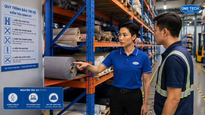 Đào tạo vận hành kệ để vải an toàn cho nhân sự kho may mặc
