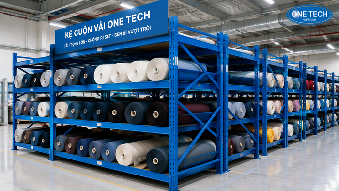 Kệ để vải cuộn chịu tải cho kho may mặc công nghiệp tại Hải Phòng
