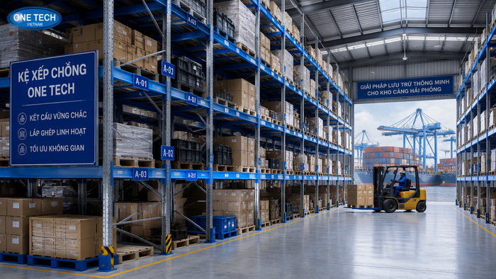 Kệ xếp chồng Hải Phòng trong kho logistics gần cảng
