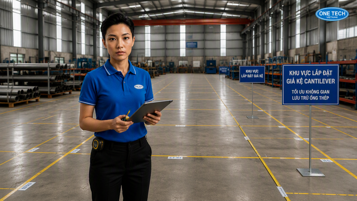 Khảo sát kho trước khi lắp đặt kệ để ống thép Khảo sát kho trước khi lắp đặt kệ để ống thép