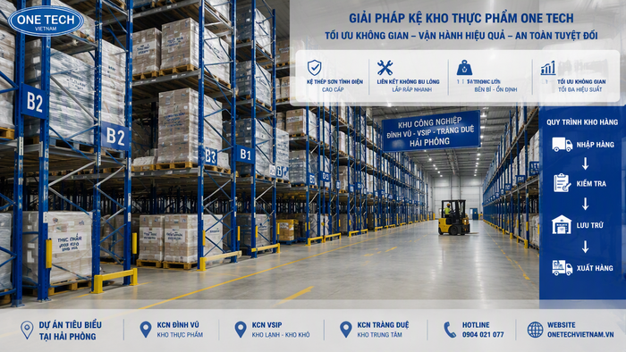 Bản vẽ layout kệ kho thực phẩm tối ưu lối đi xe nâng tại Hải Phòng
