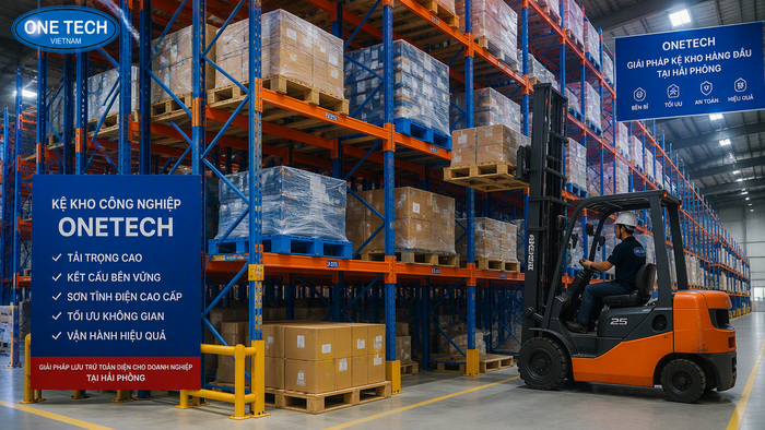 Pallet và xe nâng đồng bộ với kệ kho hàng Hải Phòng