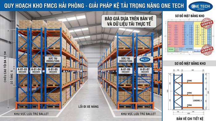 Báo giá kệ kho FMCG Hải Phòng theo bản vẽ và tải trọng thực tế