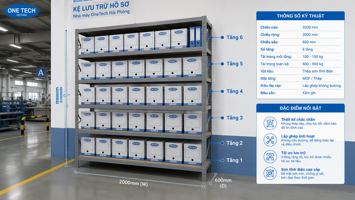 Báo giá kệ lưu trữ hồ sơ tại nhà máy theo kích thước thực tế