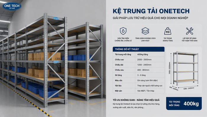 Báo giá kệ trung tải cạnh tranh tại Hải Phòng theo cấu hình kho