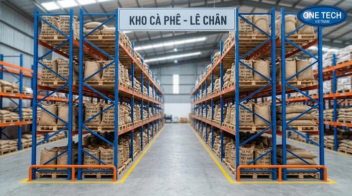 Kệ Selective lưu trữ pallet cà phê tại kho hàng Hải Phòng