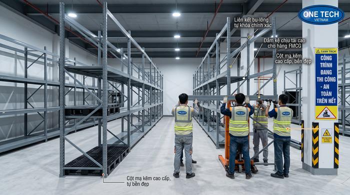 Lắp đặt kệ kho FMCG Hải Phòng tại khu công nghiệp